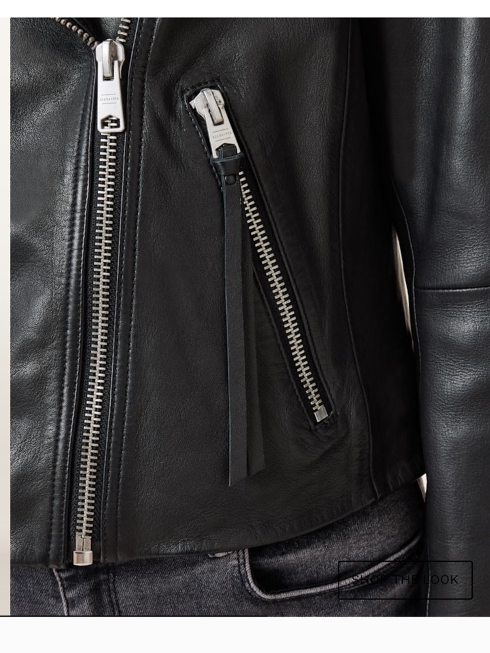 All Saints Dalby Black / Silver Leather Jacket - Size 6 - Picture 10 of 14